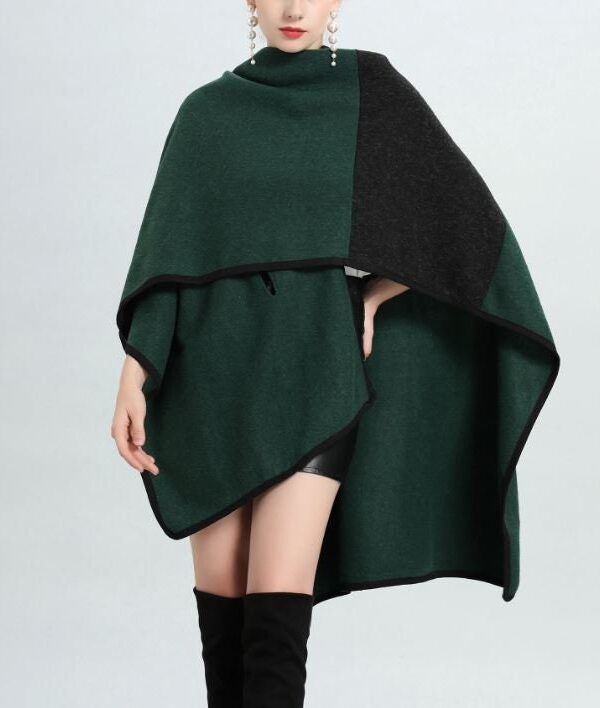 Caramel Black Wool Blend Cape Shawl Wrap Poncho Women's - Image 6