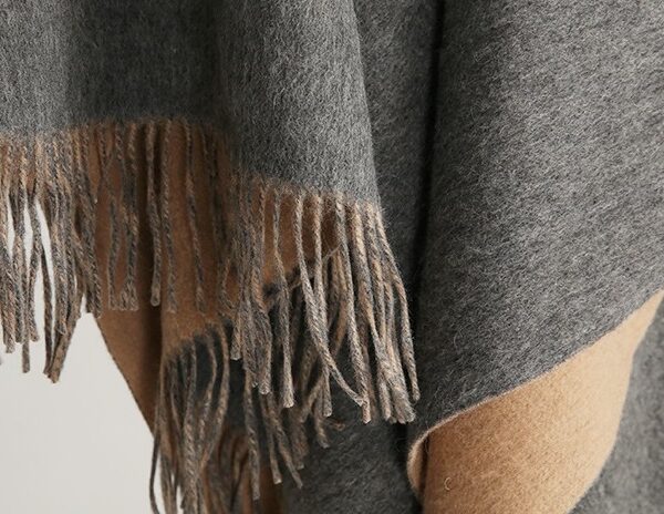 Women's 100% Wool Poncho Cape Shawl Wrap Gray Camel Sale - Image 5