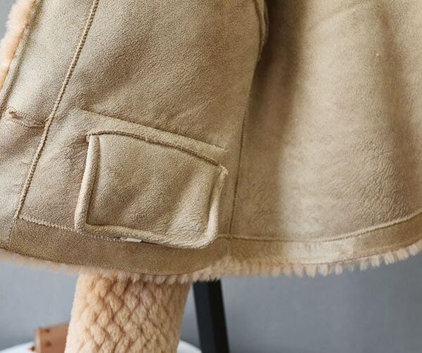 Women's 100% Wool Sheepskin Camel Jacket - Image 4