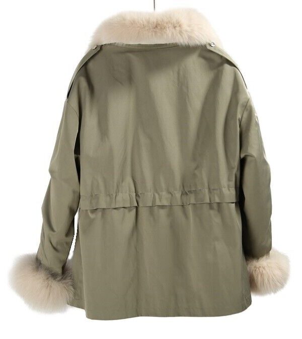 Women's Military Green Winter Coat Jacket Parka w/ Fox Fur Collar - Image 6