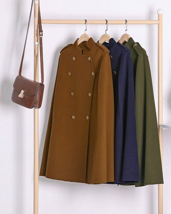 Women's 100% Wool Caramel Brown Cape Cloak Coat - Image 5