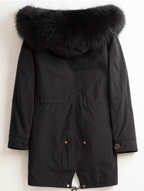 Men's Winter Jacket Parka Coat Raccoon Fur Trim and Lining HOOD Black - Image 3
