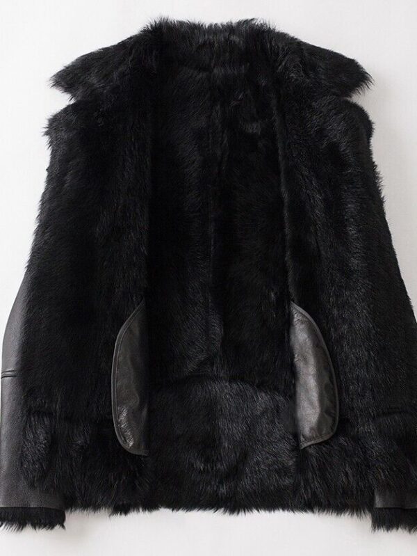 Men's Black TUSCAN Shearling Leather Jacket Coat Sheepskin Fur Lining - Image 3