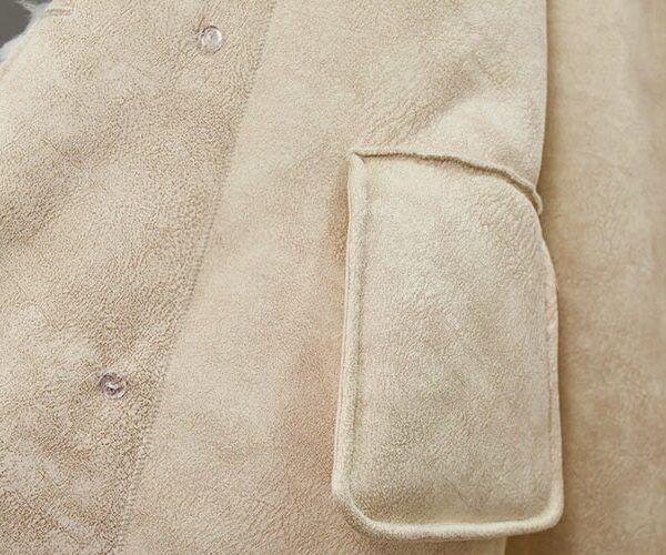 Women's 100% Wool Sheepskin Grey Coat Jacket - Image 6