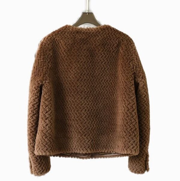 Women's 100% Wool Sheepskin Brown Jacket - Image 2