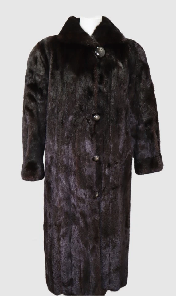 Women's Natural Dark Ranch Mink Fur Coat MINT+ Size 6 | MG6167